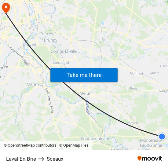 Laval-En-Brie to Sceaux map