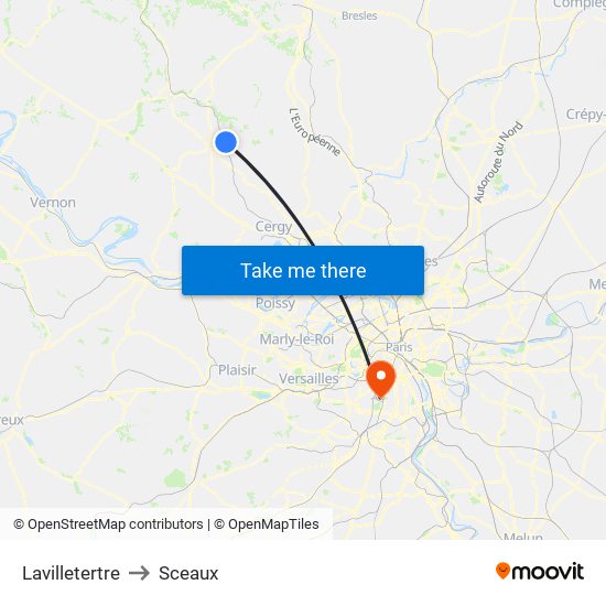 Lavilletertre to Sceaux map