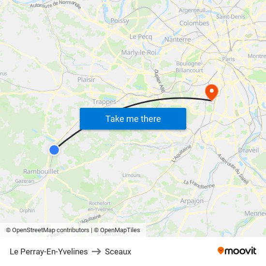 Le Perray-En-Yvelines to Sceaux map