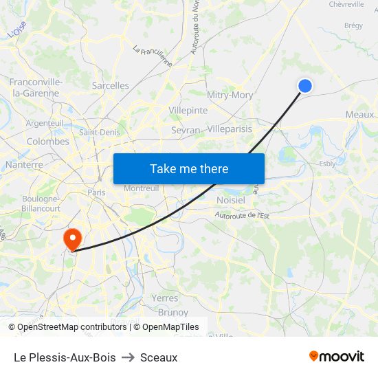 Le Plessis-Aux-Bois to Sceaux map