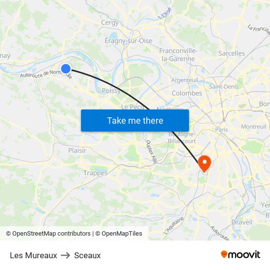 Les Mureaux to Sceaux map