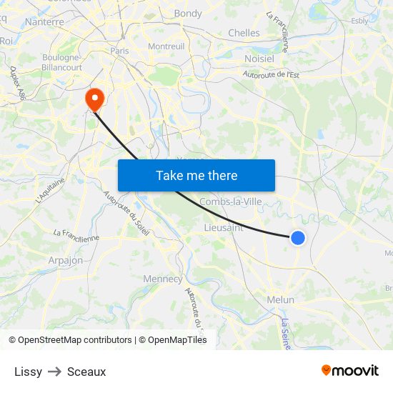 Lissy to Sceaux map