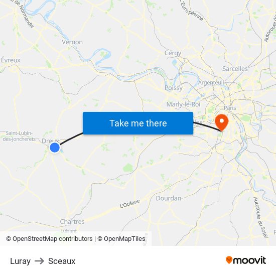 Luray to Sceaux map
