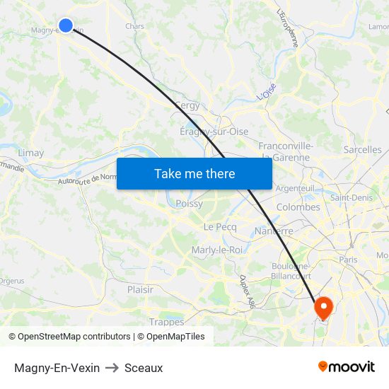 Magny-En-Vexin to Sceaux map