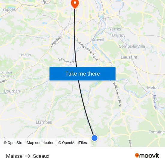 Maisse to Sceaux map