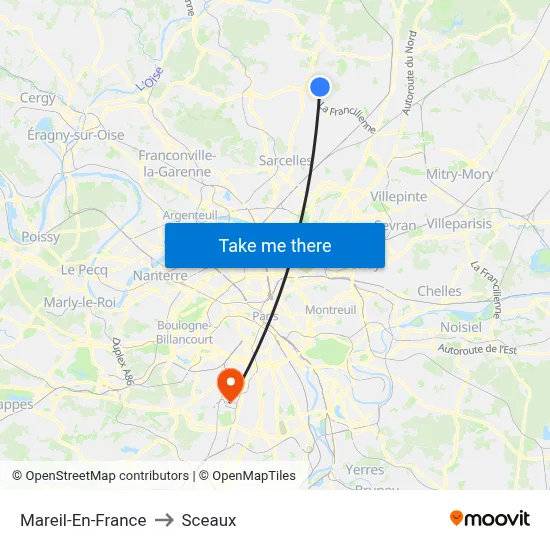 Mareil-En-France to Sceaux map