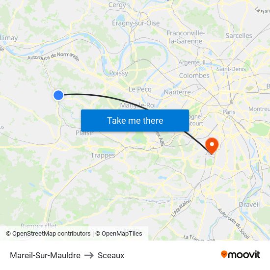 Mareil-Sur-Mauldre to Sceaux map