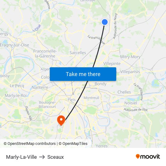 Marly-La-Ville to Sceaux map