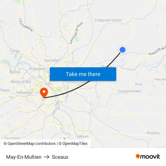 May-En-Multien to Sceaux map