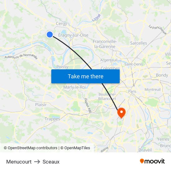 Menucourt to Sceaux map