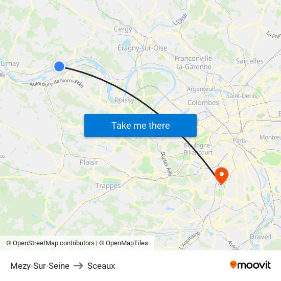 Mezy-Sur-Seine to Sceaux map