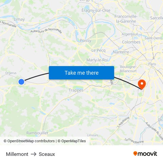 Millemont to Sceaux map