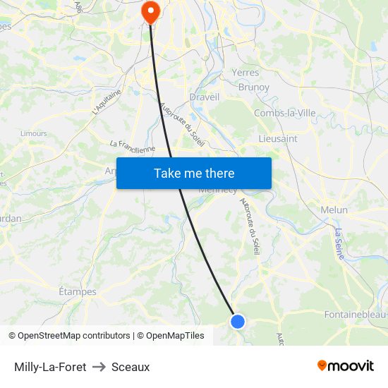 Milly-La-Foret to Sceaux map