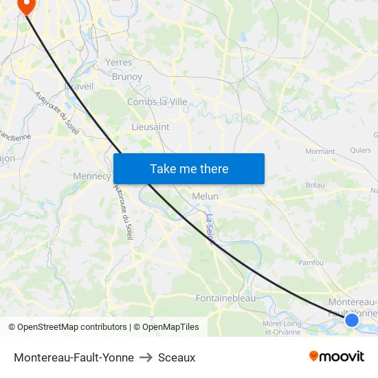 Montereau-Fault-Yonne to Sceaux map