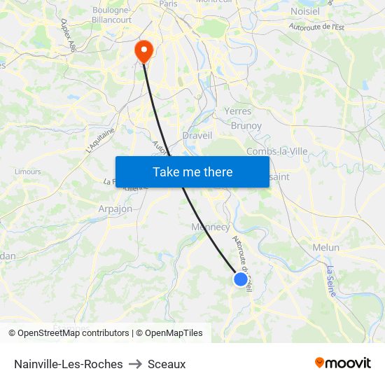 Nainville-Les-Roches to Sceaux map