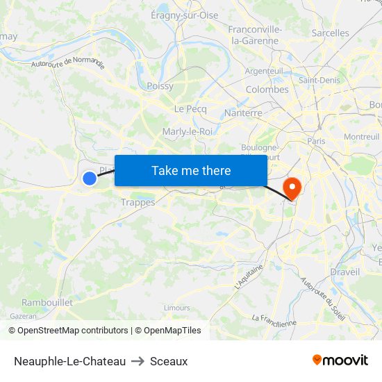 Neauphle-Le-Chateau to Sceaux map