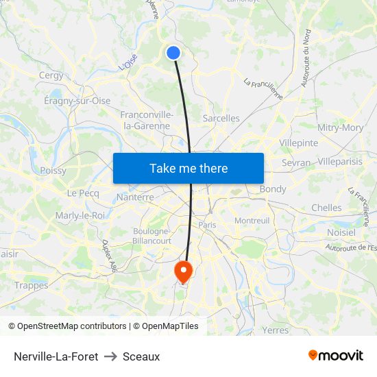 Nerville-La-Foret to Sceaux map