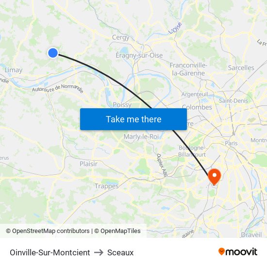 Oinville-Sur-Montcient to Sceaux map