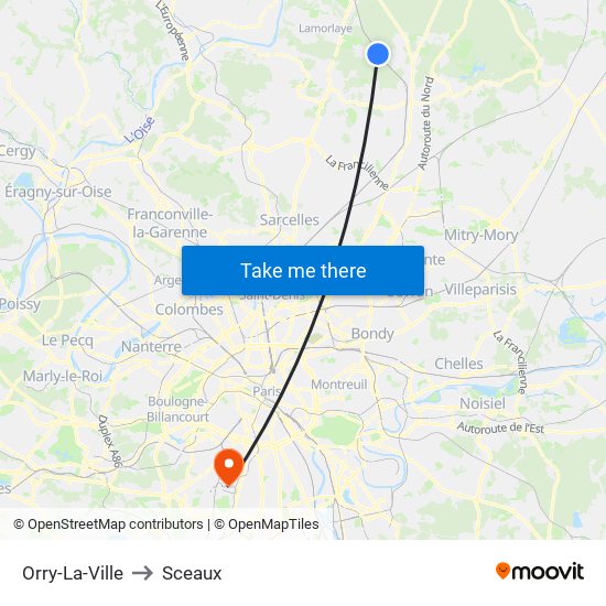 Orry-La-Ville to Sceaux map