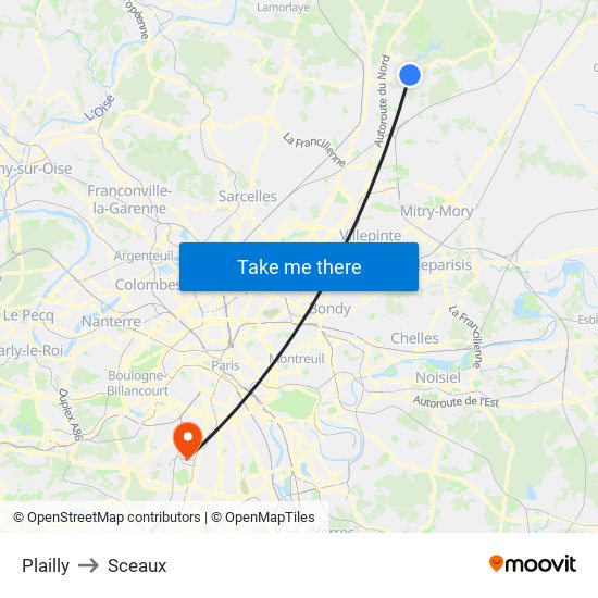 Plailly to Sceaux map