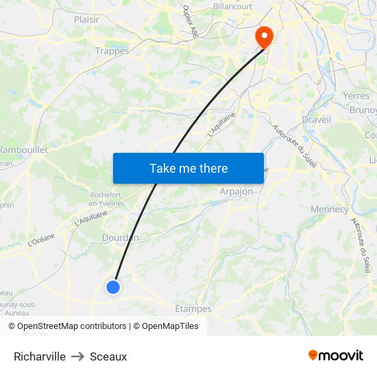 Richarville to Sceaux map