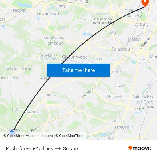 Rochefort-En-Yvelines to Sceaux map