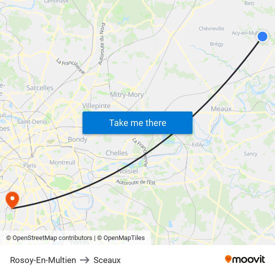 Rosoy-En-Multien to Sceaux map