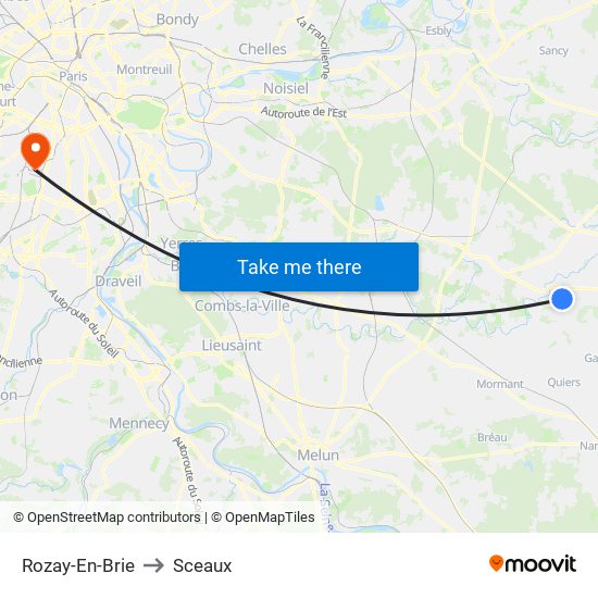 Rozay-En-Brie to Sceaux map