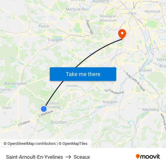 Saint-Arnoult-En-Yvelines to Sceaux map
