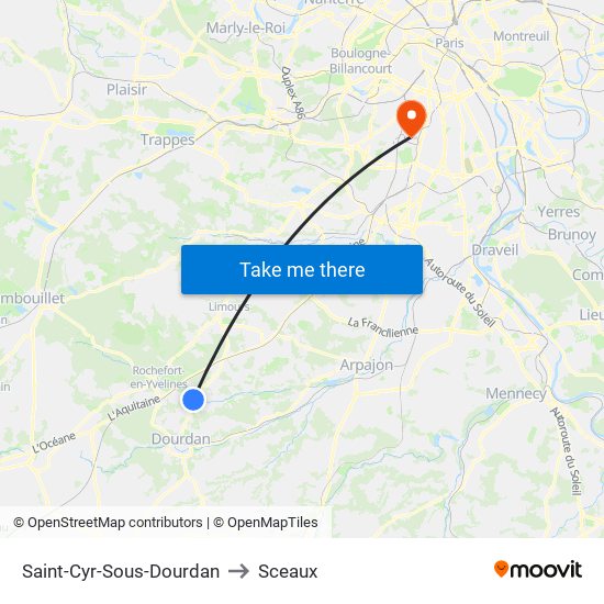 Saint-Cyr-Sous-Dourdan to Sceaux map