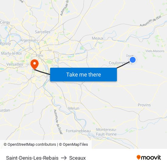 Saint-Denis-Les-Rebais to Sceaux map