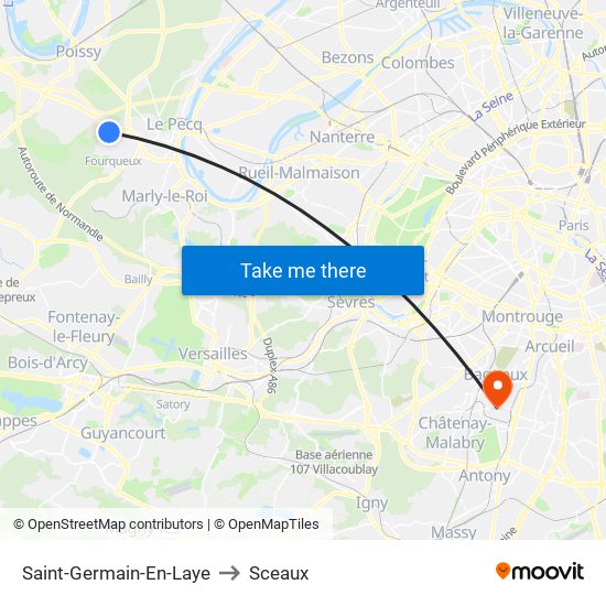 Saint-Germain-En-Laye to Sceaux map