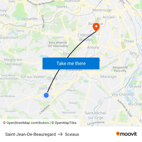 Saint-Jean-De-Beauregard to Sceaux map