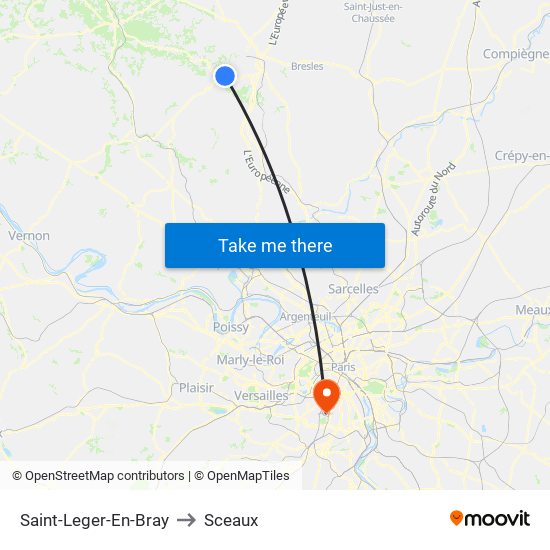 Saint-Leger-En-Bray to Sceaux map