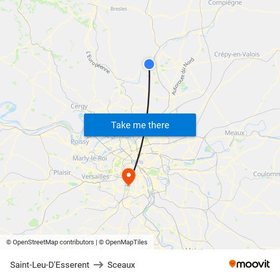 Saint-Leu-D'Esserent to Sceaux map