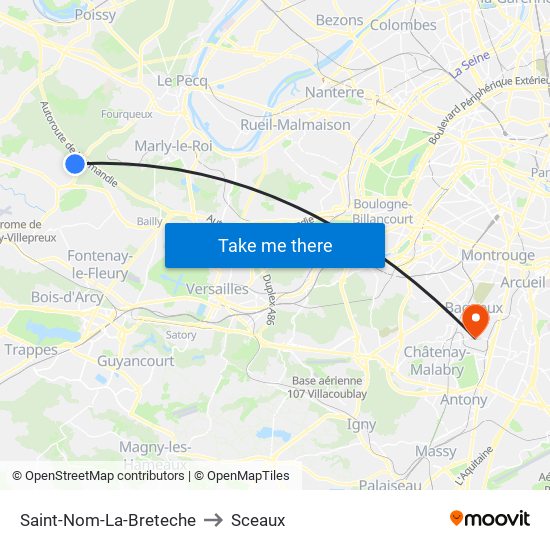 Saint-Nom-La-Breteche to Sceaux map