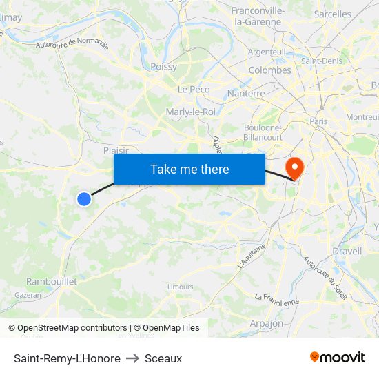 Saint-Remy-L'Honore to Sceaux map