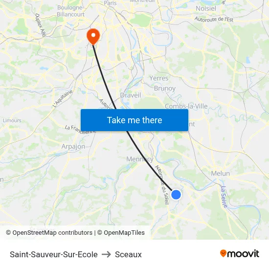 Saint-Sauveur-Sur-Ecole to Sceaux map