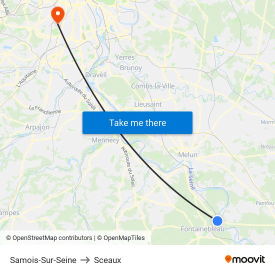 Samois-Sur-Seine to Sceaux map