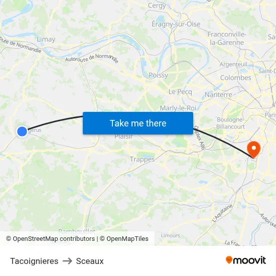 Tacoignieres to Sceaux map