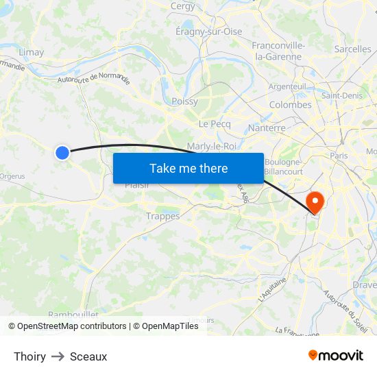 Thoiry to Sceaux map
