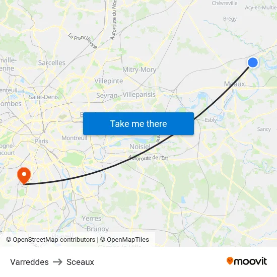 Varreddes to Sceaux map