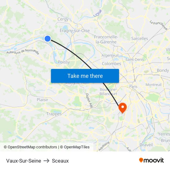 Vaux-Sur-Seine to Sceaux map