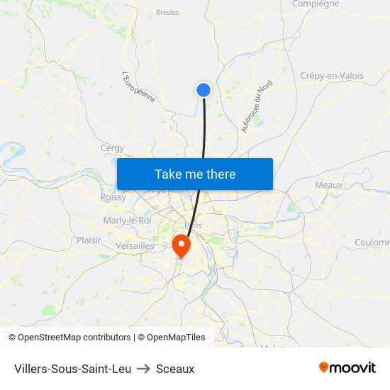Villers-Sous-Saint-Leu to Sceaux map