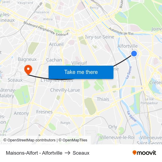Maisons-Alfort - Alfortville to Sceaux map