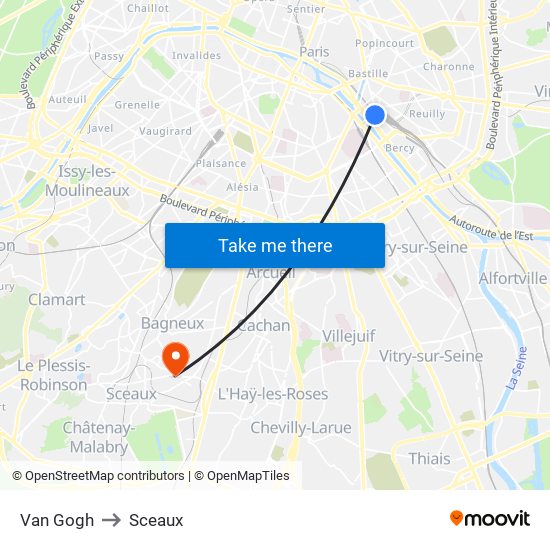 Van Gogh to Sceaux map
