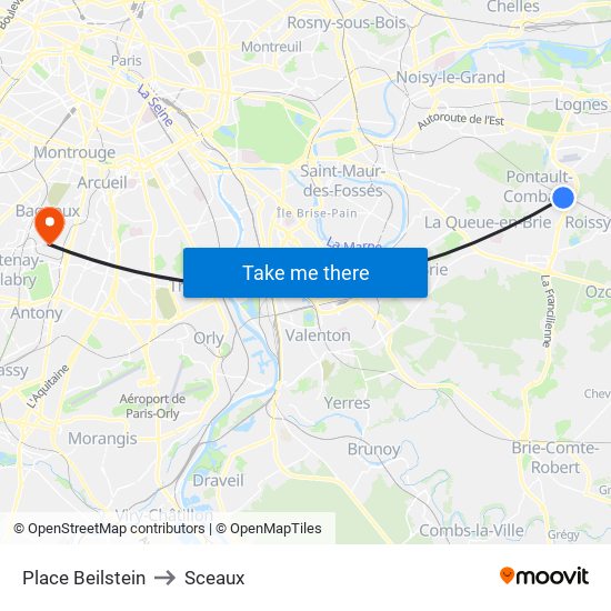 Place Beilstein to Sceaux map