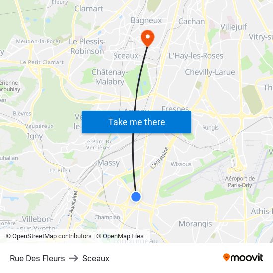 Rue Des Fleurs to Sceaux map