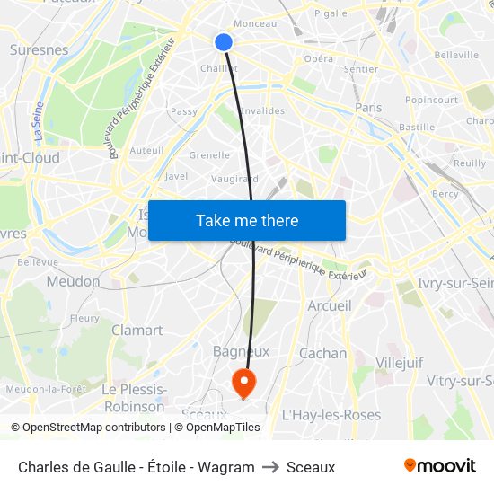 Charles de Gaulle - Étoile - Wagram to Sceaux map