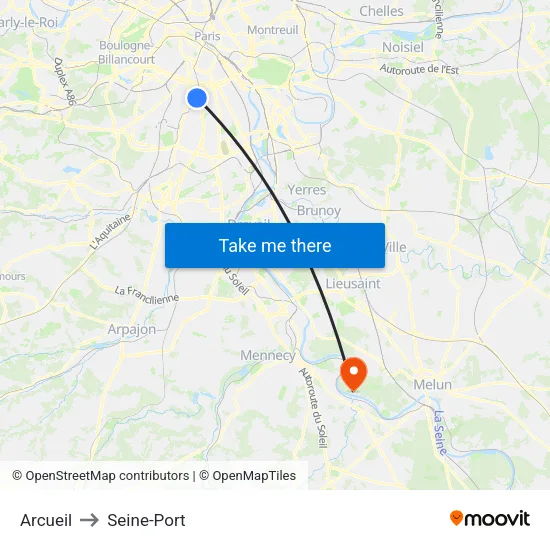 Arcueil to Seine-Port map